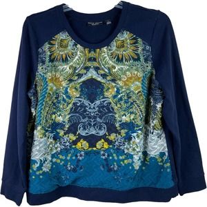 Susan Graver blue Chiffon & knit pullover size L